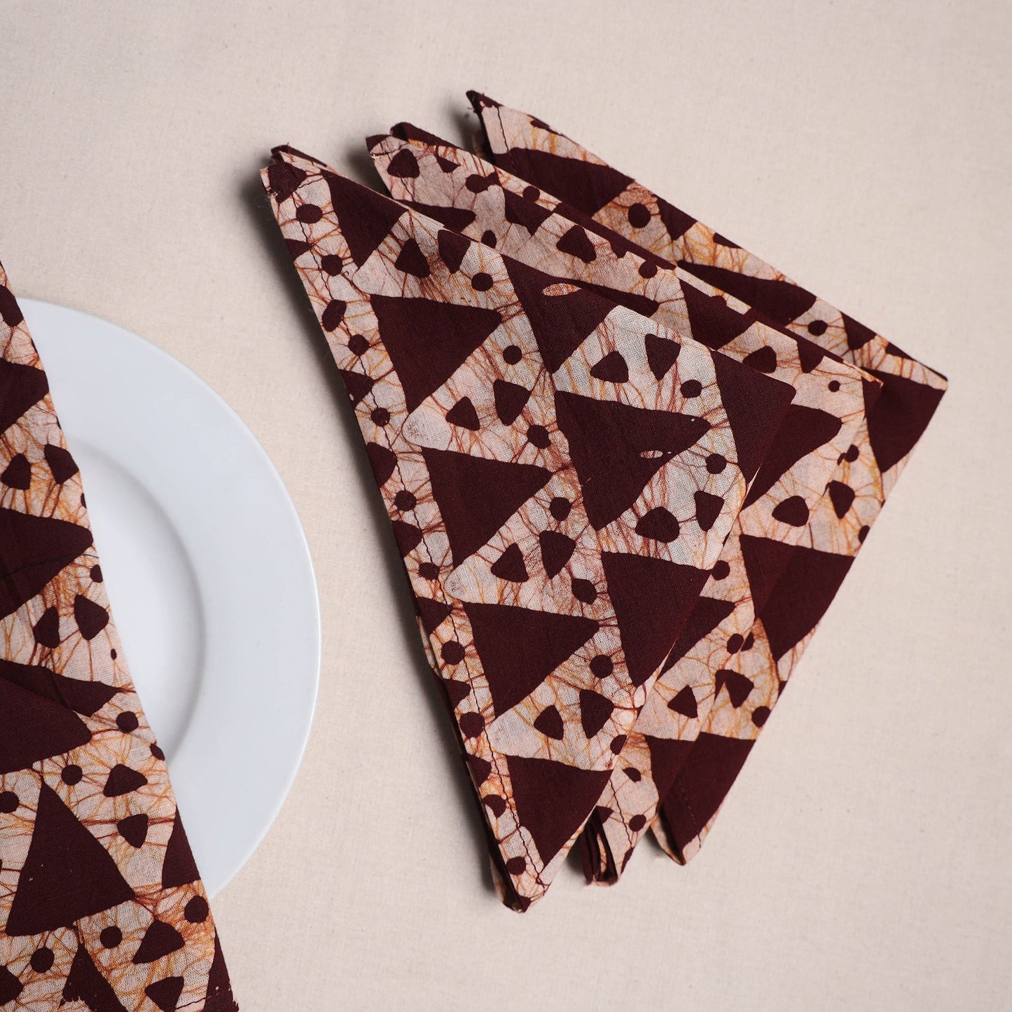 Hand block batik print table napkins (set of 4) 14