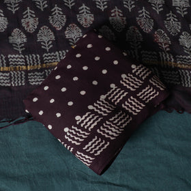 Hand block jaipur print cotton 3pc unstitched dress