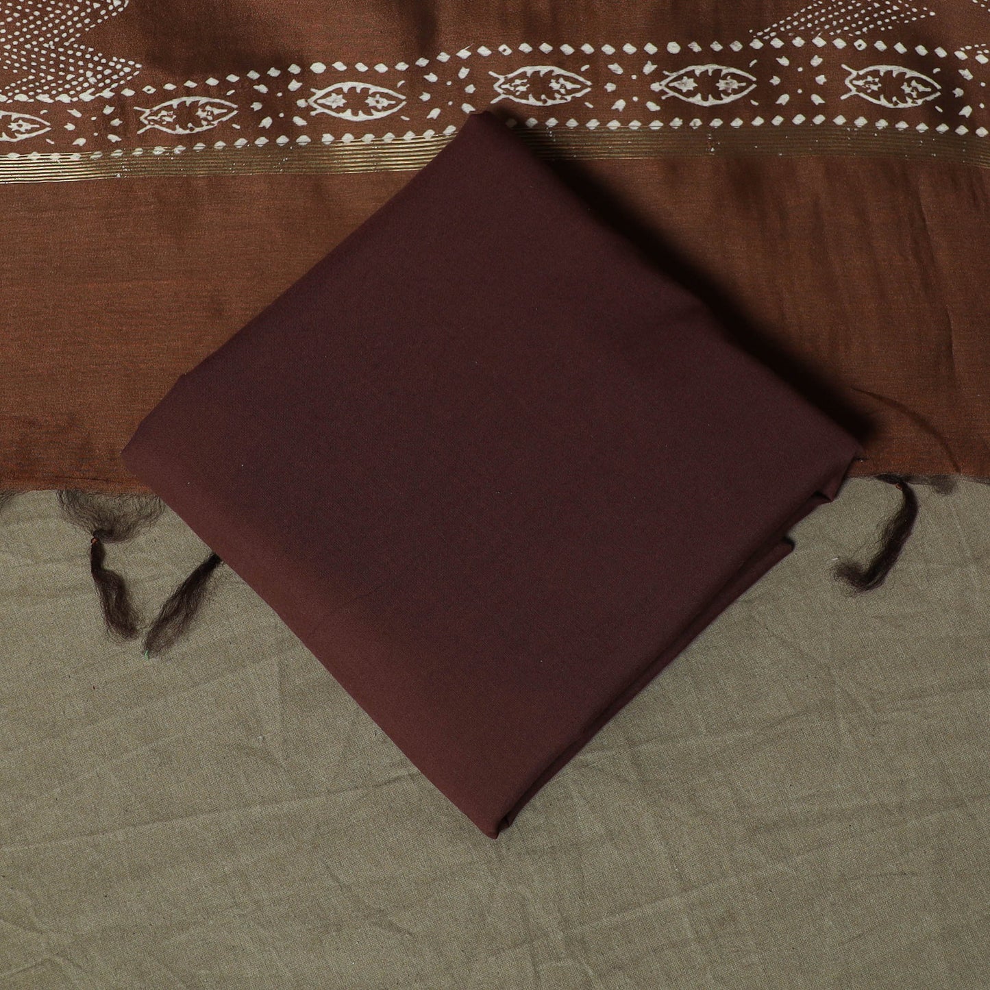 Hand block jaipur print maheshwari silk handloom 3pc