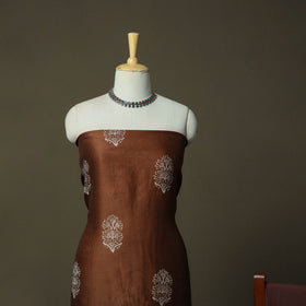 Hand block jaipur print maheshwari silk handloom 3pc