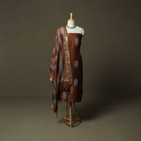 Hand block jaipur print maheshwari silk handloom 3pc