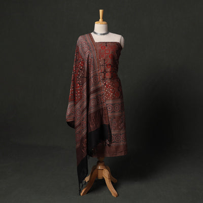 Hand block print chanderi silk natural dyed ajrakh 2pc