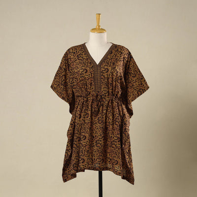 Brown - cotton bagh kaftan with tie-up waist (medium) 06