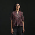 Hand block print cotton natural dyed ajrakh crop top 04
