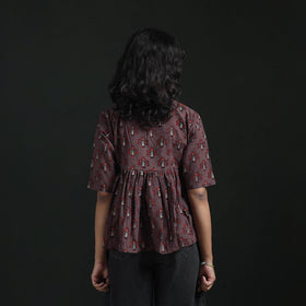 Hand block print cotton natural dyed ajrakh crop top 04