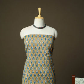 Hand block print cotton sanganeri 3pc unstitched dress