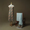 Hand block print cotton sanganeri 3pc unstitched dress
