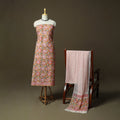 Hand block print cotton sanganeri 3pc unstitched dress