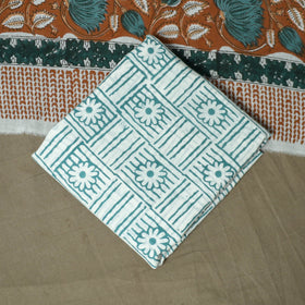 Hand block print cotton sanganeri 3pc unstitched dress