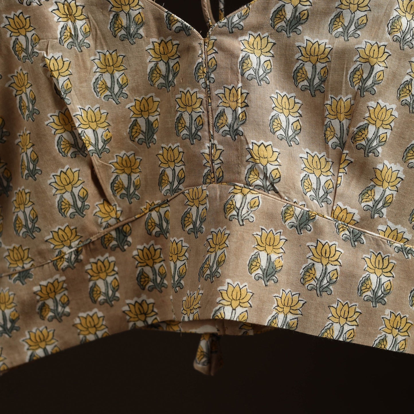 Brown - hand cotton sanganeri readymade blouse 02