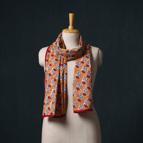 Hand block print cotton sanganeri stole 14 - handcrafted