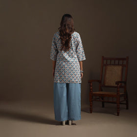 Hand cotton short sanganeri kurta for women 14 - handcrafted