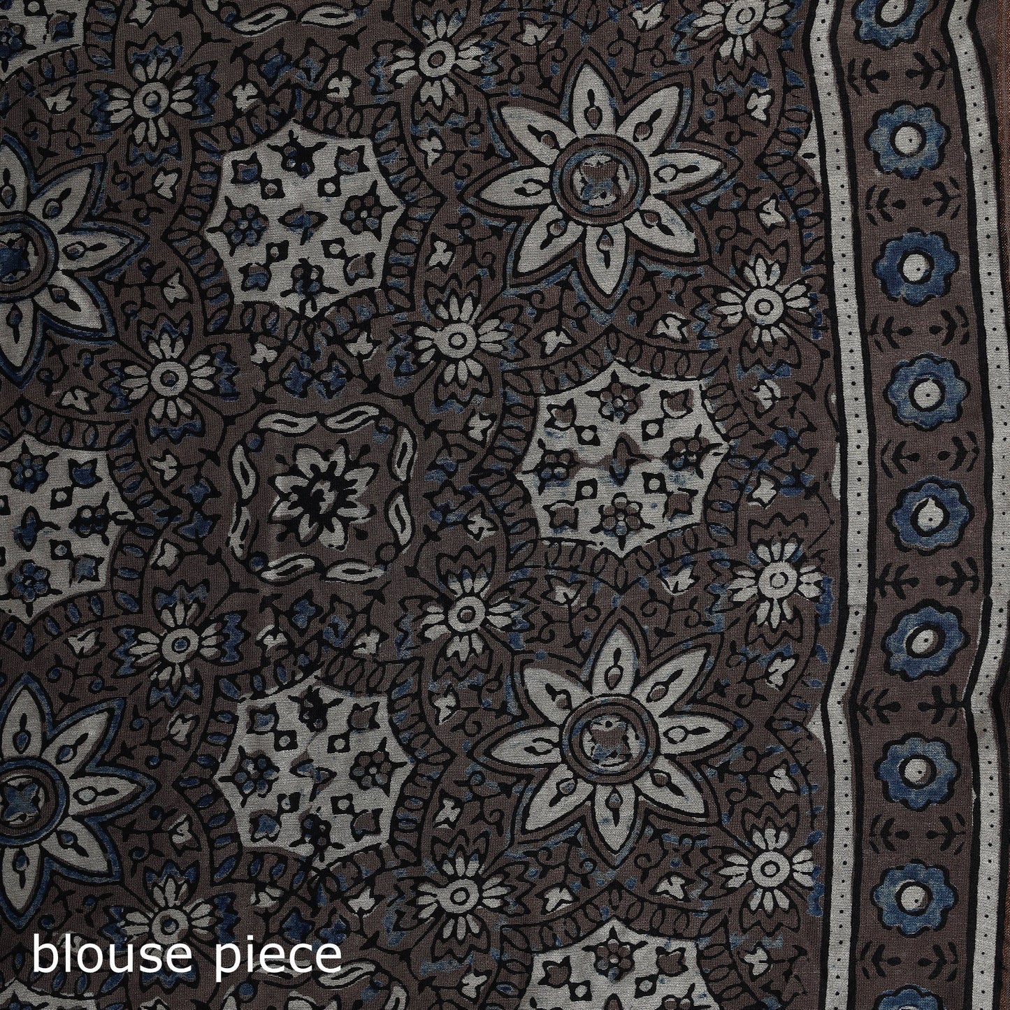 Hand block print natural dyed chanderi silk ajrakh saree 11