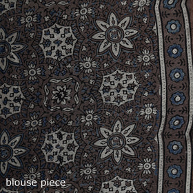 Hand block print natural dyed chanderi silk ajrakh saree 11