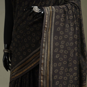 Hand block print natural dyed chanderi silk akola saree 01