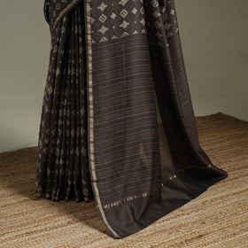 Hand block print natural dyed chanderi silk akola saree 07