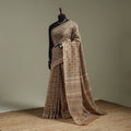 Hand block print natural dyed chanderi silk akola saree 11