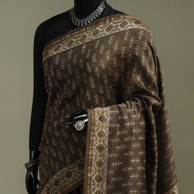 Hand block print natural dyed chanderi silk akola saree 12
