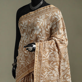 Hand block print natural dyed chanderi silk akola saree 13