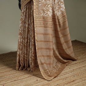Hand block print natural dyed chanderi silk akola saree 13
