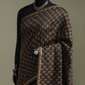 Hand block print natural dyed chanderi silk akola saree 21
