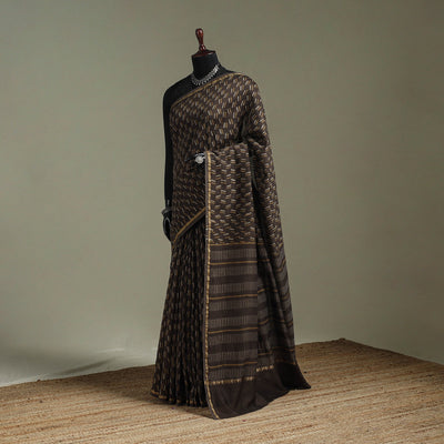 Hand block print natural dyed chanderi silk akola saree 21