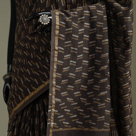 Hand block print natural dyed chanderi silk akola saree 21