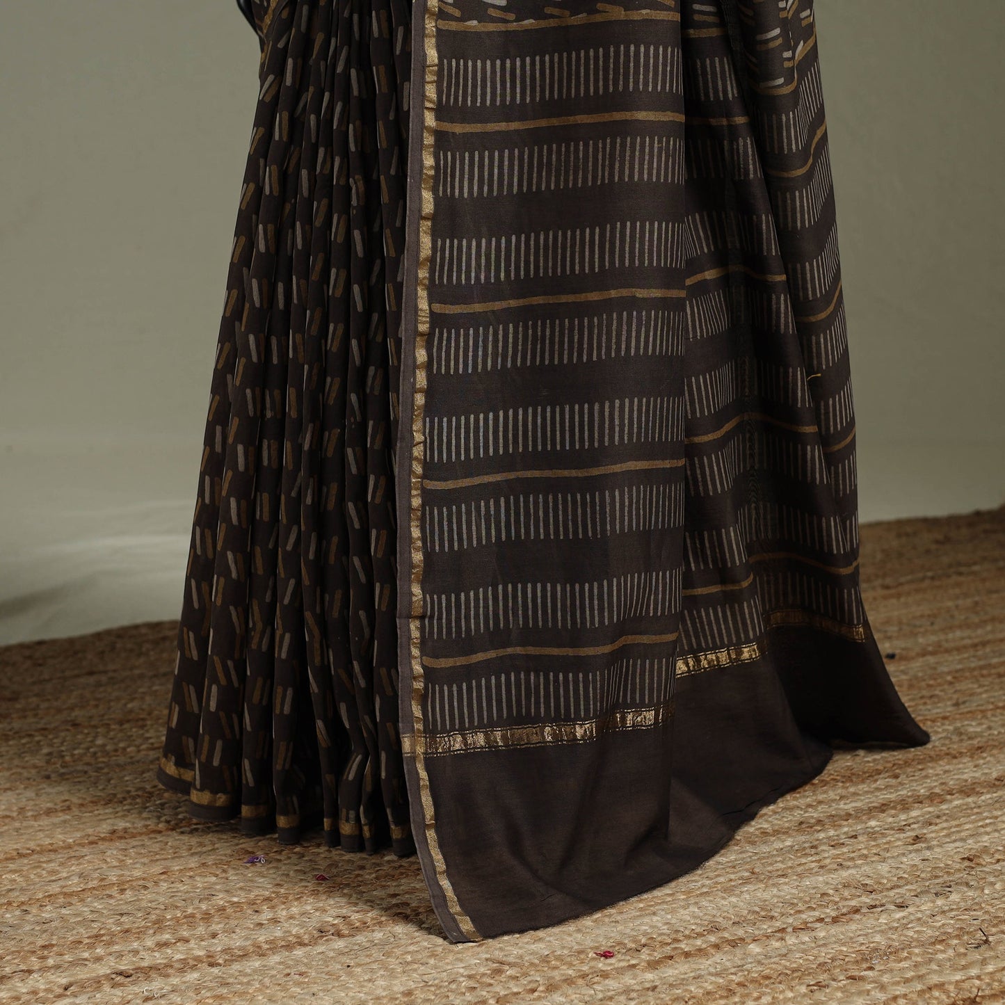 Hand block print natural dyed chanderi silk akola saree 21