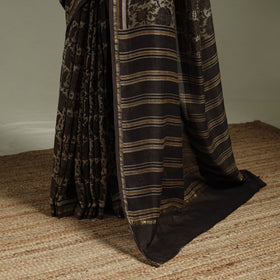 Hand block print natural dyed chanderi silk akola saree 30