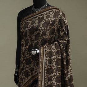 Hand block print natural dyed chanderi silk akola saree 30