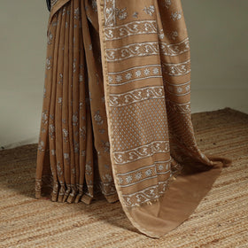 Hand block print natural dyed chanderi silk akola saree 32