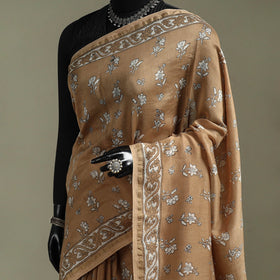 Hand block print natural dyed chanderi silk akola saree 32