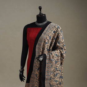 Hand natural dyed cotton dupatta with tassels 13