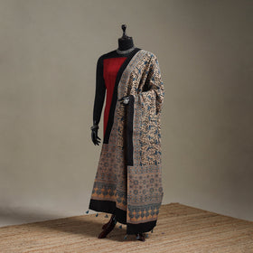 Hand natural dyed cotton dupatta with tassels 13