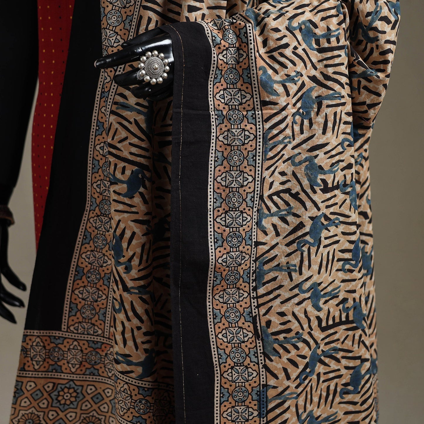 Hand natural dyed cotton dupatta with tassels 13