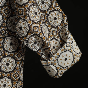 Hand block print natural dyed cotton short bagru kurta
