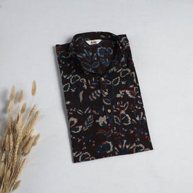 Hand block print natural dyed cotton short bagru kurta