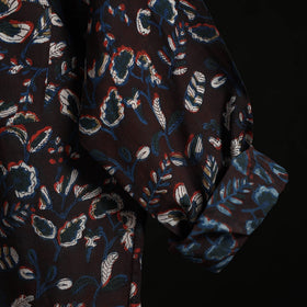 Hand block print natural dyed cotton short bagru kurta