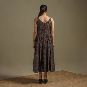 Hand natural dyed cotton tiered bagru dress 06 - handcrafted