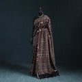 Hand block print natural dyed maheshwari silk ajrakh saree