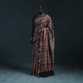 Hand block print natural dyed maheshwari silk ajrakh saree