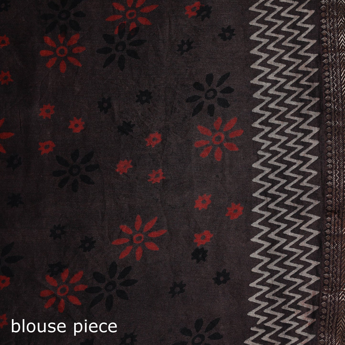 Hand block print natural dyed maheshwari silk ajrakh saree