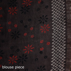 Hand block print natural dyed maheshwari silk ajrakh saree