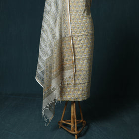 Hand block print sanganeri cotton 3pc unstitched dress