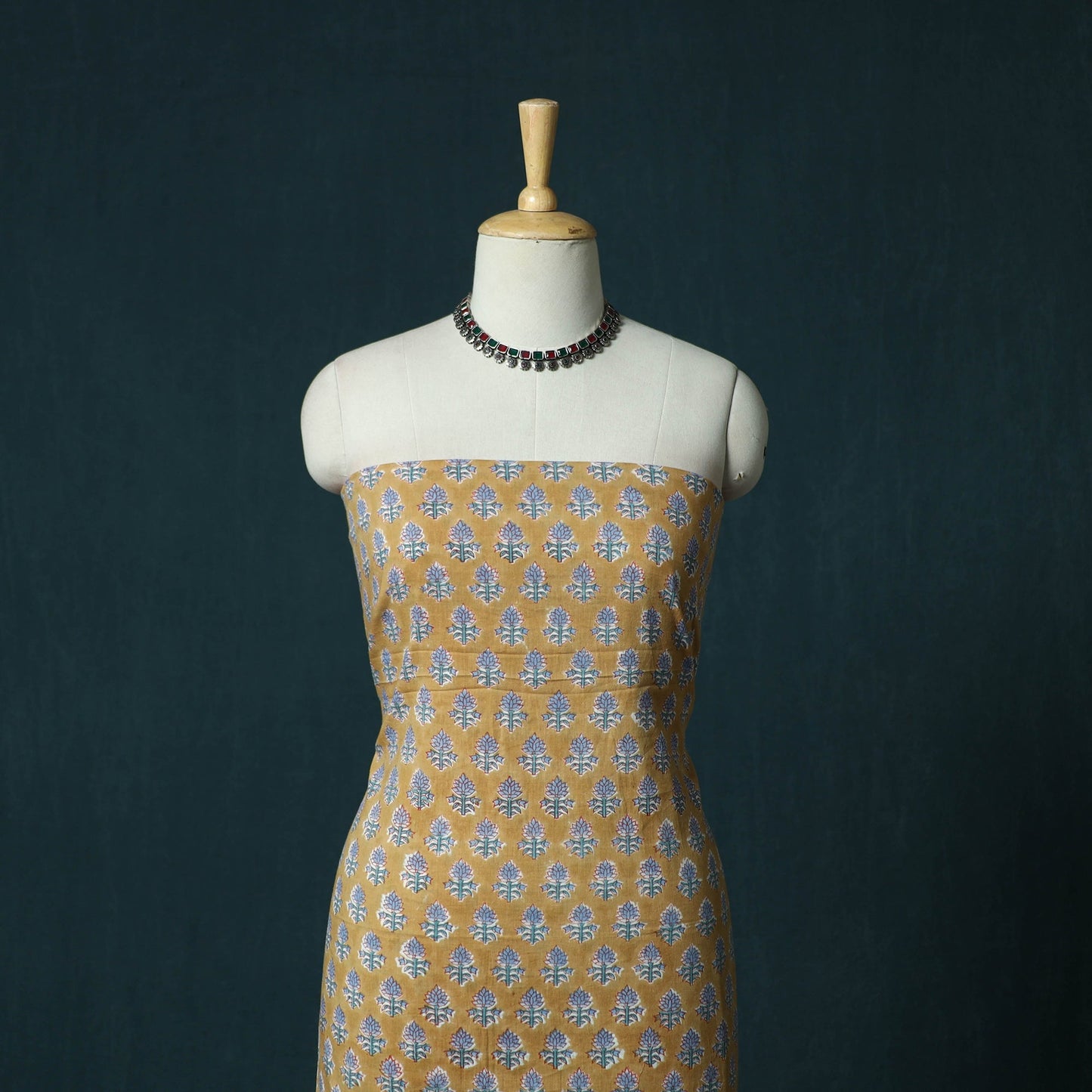 Hand block print sanganeri cotton 3pc unstitched dress