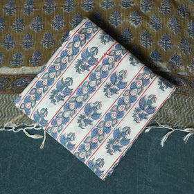 Hand block print sanganeri cotton 3pc unstitched dress