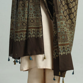 Hand Block Printed Cotton Ajrakh Dupatta