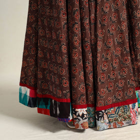 Brown - hand printed cotton long skirt 12 - handcrafted