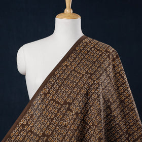  Brown Hand Block Printed Cotton Akola Fabric
