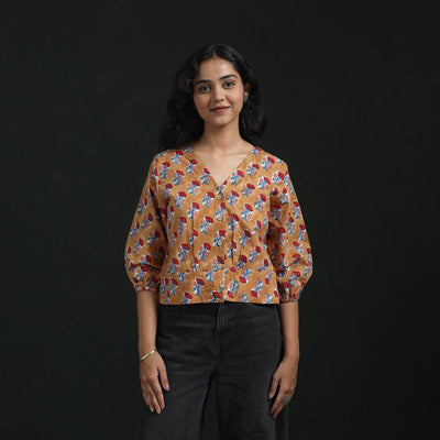 Hand block sanganeri print cotton floral crop top 03